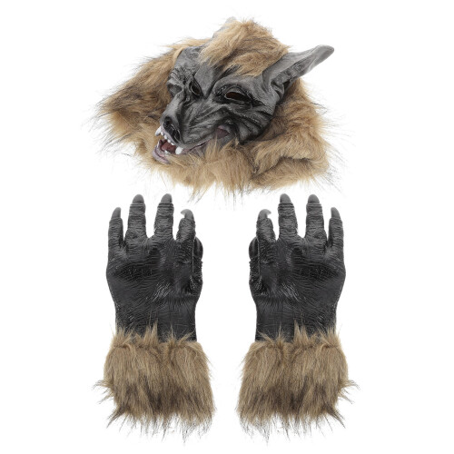 1 Set Vargmask Och Klorhandskar För Halloween Cosplay