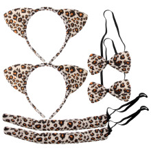 6Pcs Cat Öron Näsa Huvband Slip Kravatt Kostym Kit