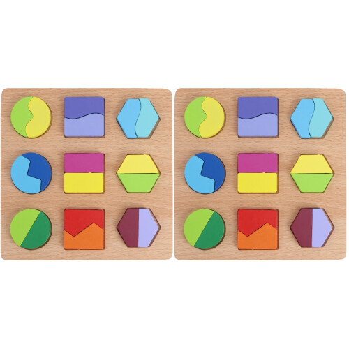 2 Set Geometriska Forminlägg Brädpussel Parbildning (Form 4) 1