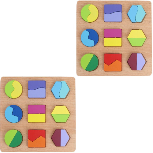 2 Set Geometriska Forminlägg Brädpussel Parbildning (Form 4) 2