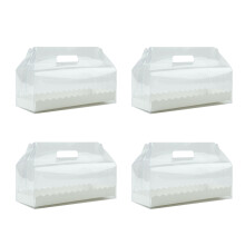 4 Stks Transparante Draagbare Cake Roll Doos Met Papieren Bakje