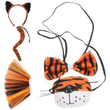 Set Halloweensklädnad Tiger Skärmmulle Huvband Kjol