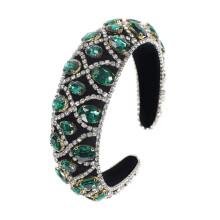 Green Sponge Rhinestone Hairband Chic Baroque Style Headdress