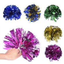 1 Par De Aros Plástico 50 G Con Pompones Azul Para Niños