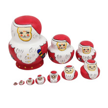 30Pièces Jouets Emboîtables Père Noël Artisanales Bois Durable