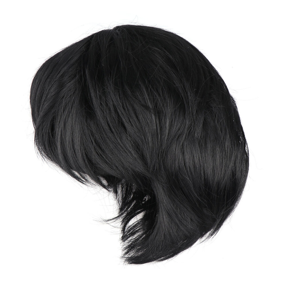 Solustre Unisex 3Pcs Mens Short Straight Wig For Cosplay Festival Party Performance