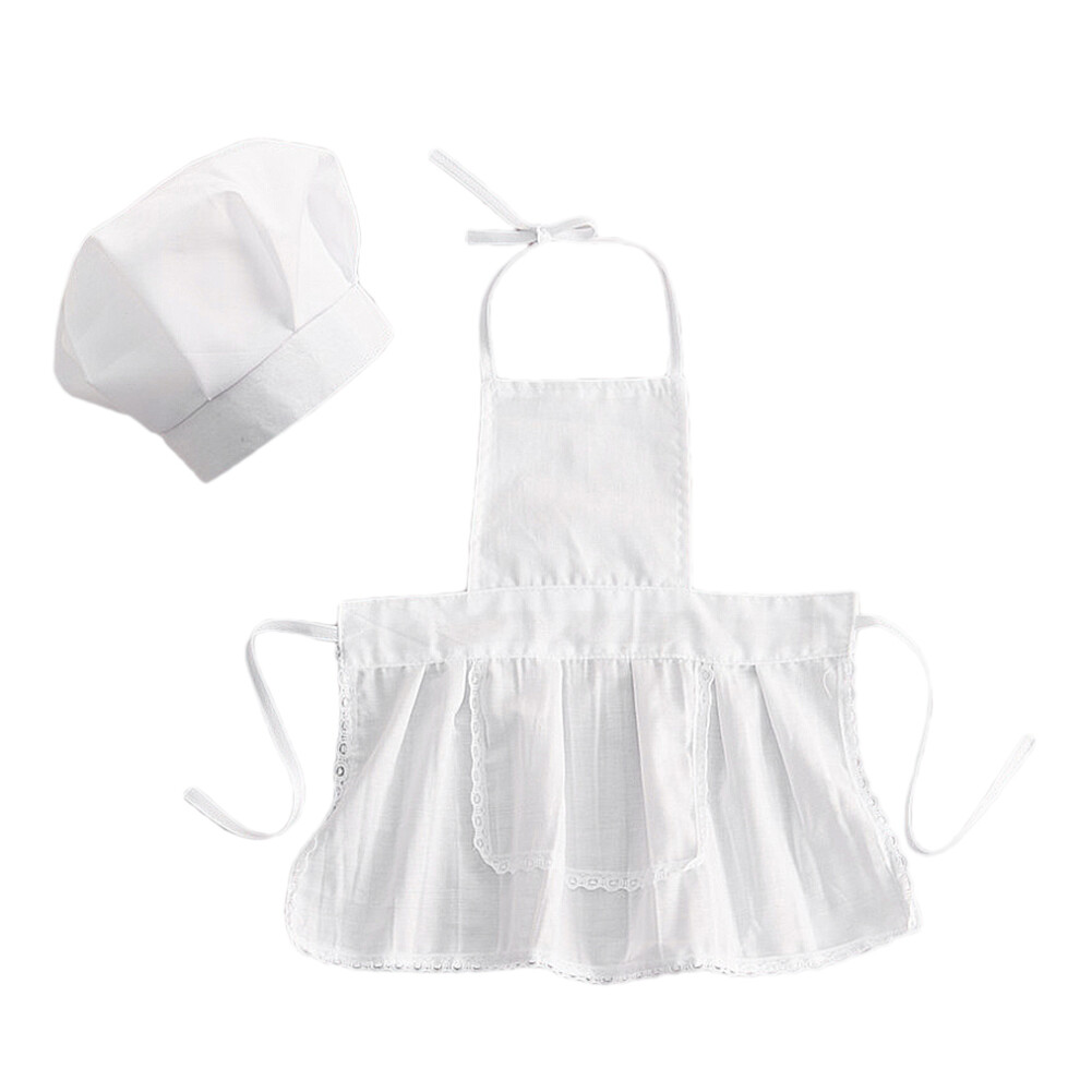 Photos - Fancy Dress 2Pcs Newborn Photography Props Hat And Apron White