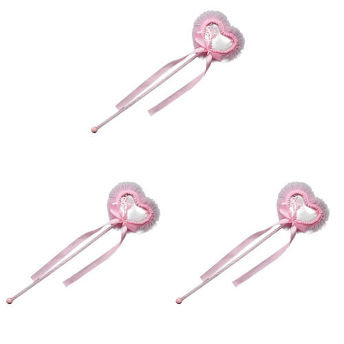 3Pz Bacchette Cuore Rosa Con Paillettes Per E Party 1