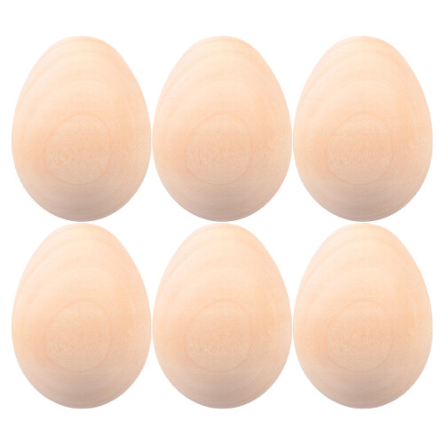 6Pcs Omlåst Diy Träägg Handmålade Påskägg Barn Målning Leksak 2