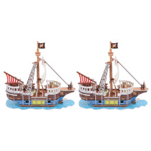 6 Set Sailboat Pusselbyggesett Pappersmodell Piratskepp Barn