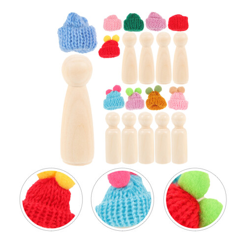 1 Set Av Diy Träklämmafigurer Med Hattar 2