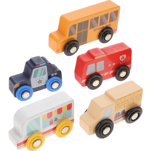 5Pcs Mini Träbilmodeller Barns Kognitiva Leksaker