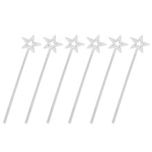 6Pcs Silverpläterade Plasttrollstavar Stjärn Och Pentagram