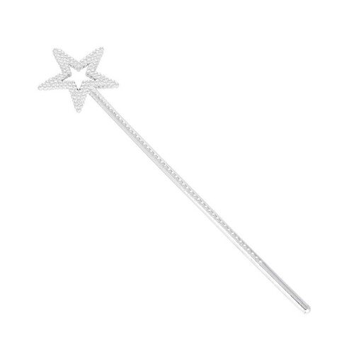 6Pcs Silverpläterade Plasttrollstavar Stjärn Och Pentagram 1