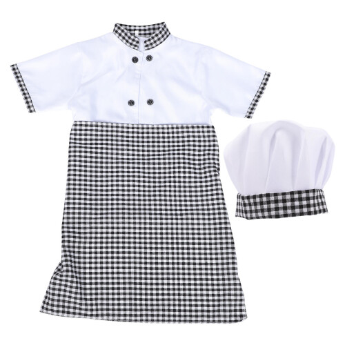 1 Set Unisex Barns Kockkläder , Förkläde Och Mössa