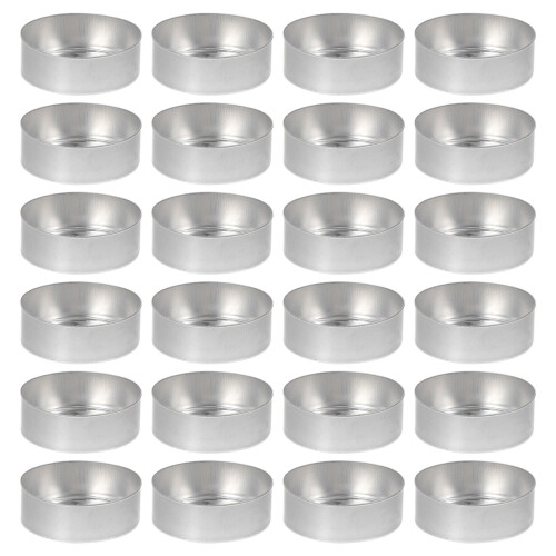 50Pcs Aluminum Candle Cup Case Silver Tea Light Holder for DIY Storage
