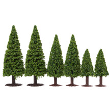 6Pcs Miniatyr Tallmodell Trämodell Järnvägsoch Arkitekturlandskap
