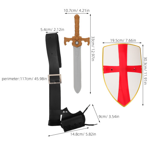 Medeltida Riddare Kostym Set: , Svärd & Bälte För 1