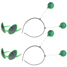 2Sets Creatieve Groene Haaraccessoires Met Bril Festival Look