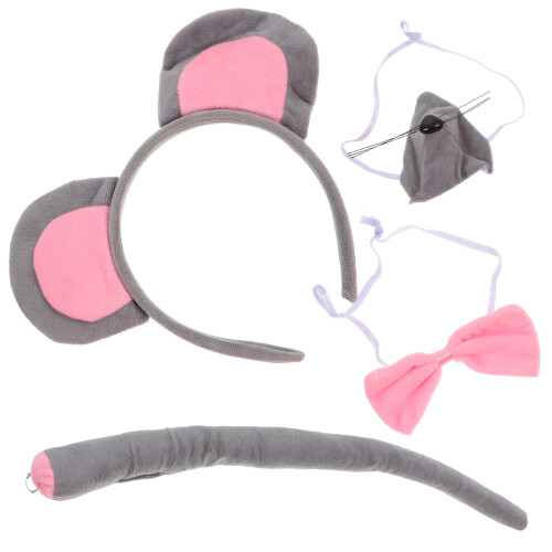 Råttkostym Kit Mössöron Huvband Mughandskar Slips