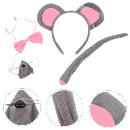 Råttkostym Kit Mössöron Huvband Mughandskar Slips 2