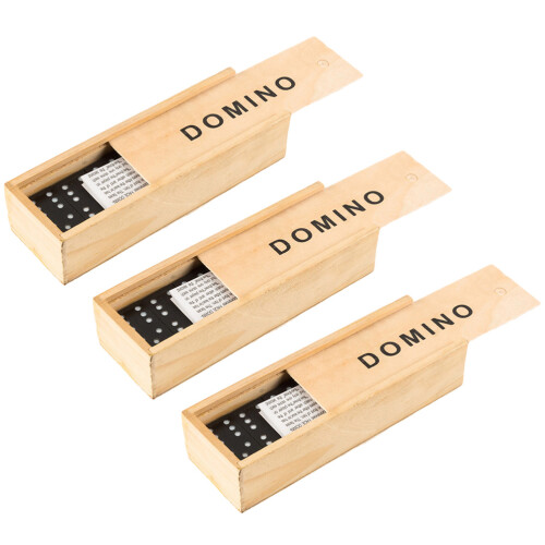 3 Set Trädominobrickor Staplade Leksaksbrickor Domino Brädspel