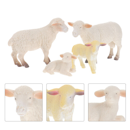 4Pcs Simulerade Djurlekplattor Mini Får Familj Modell 2