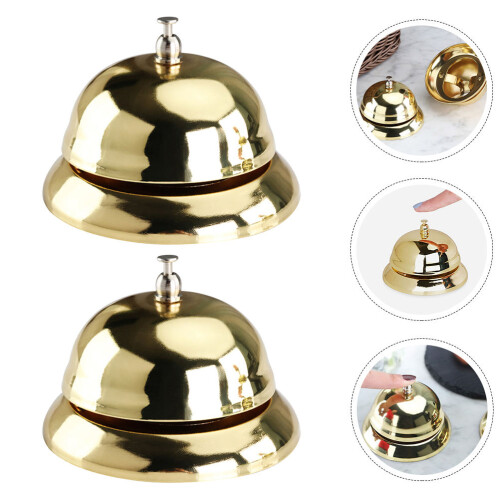 2 St Mottagningsklocka Handtryck Restaurang Service (Guld) 2