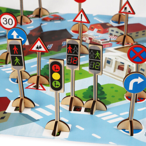 1 Set Vägmärkeslek För Barn Trafikmärkesinlärning 2