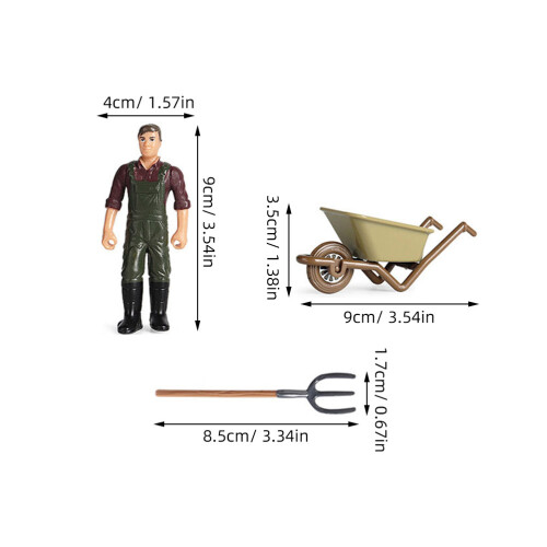 12Pcs Miniatyr Lantgårdsaccessoarer Och Bondmodeller 2