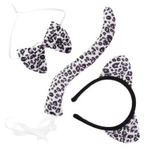 1 Set Djurkostym Leoparöron Huvband Slip
