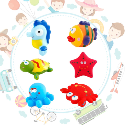 6Pcs Ocean Life Badleksak Set För , Spädbarn, Nyfödd 1