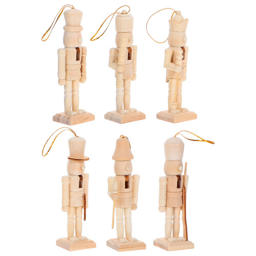 6Pcs Nötknäckare 12,5 Cm Egeträd – Målarbar Tom Kapad Hantverk