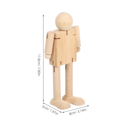 3Pcs Trämannekäng: Robotfigur DIY Konstmodell För Barnmålning 2