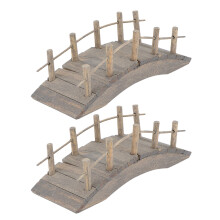 2 Delar Miniatyr Träbågbro Modell Lillhus Trädgård Mikroscen Tillbehör