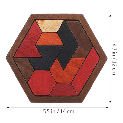 36 Delar Hexagon Tangram Träpussel För Barn 2