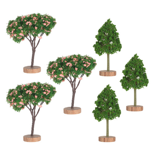 6Pcs Mini Modellträd: Blandade Konstträd För Tåglandskap