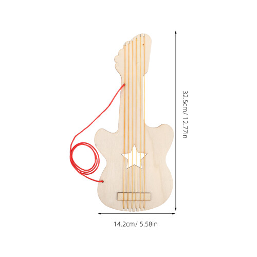 Wood Diy Gitarr Hantverkskit För Barn Träinstrument Målning Musik 2