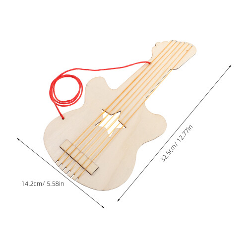 Wood Diy Gitarr Hantverkskit För Barn Träinstrument Målning Musik 1