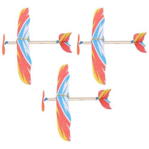 3Pcs DIY Kreativt Flygplansmodell Gummibanddriven Lärospel