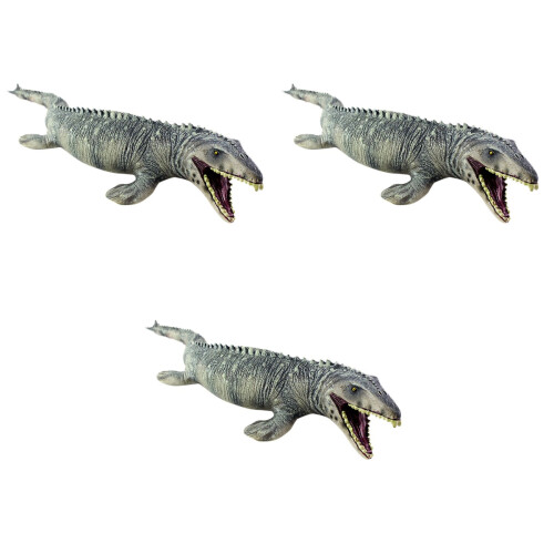 3St Högsimulerad Mosasaurus Djurmodell Grå För Barns Roliga Lek 2