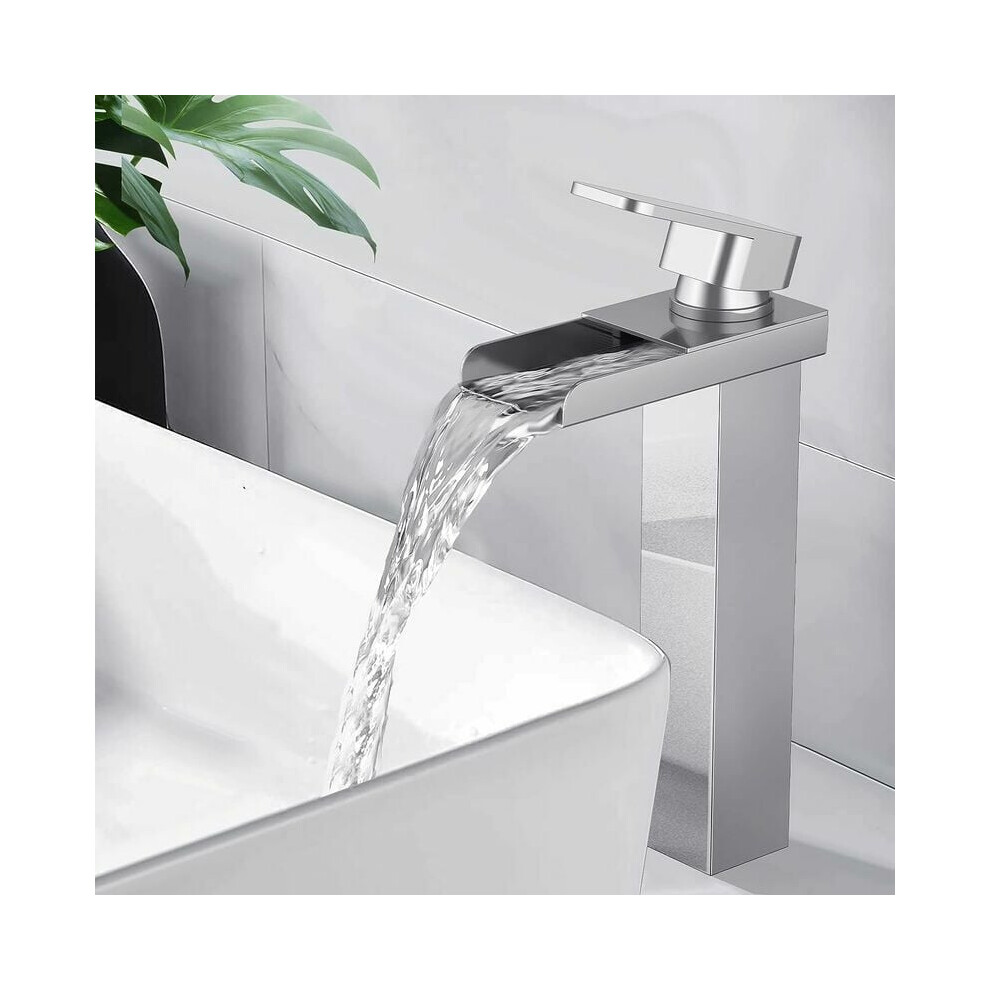 Stainless Steel Construction, Waterfall Bathroom Sink Faucet For Easy Installation & Rust Prevention, Unique Spout Design & Ceramic Cartridge Offers T 9061222312341