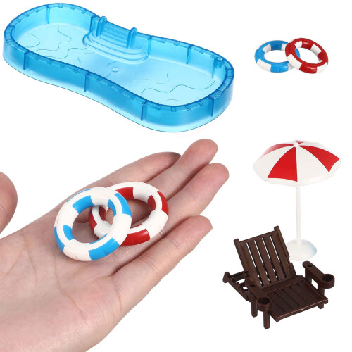 1 Set Minimöbelmodell Minihus Svimmring Minipool Tillbehör 1