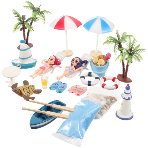 4 Set Strandstil Dockhus Minihus Mikroaccessoarer För Diy 1