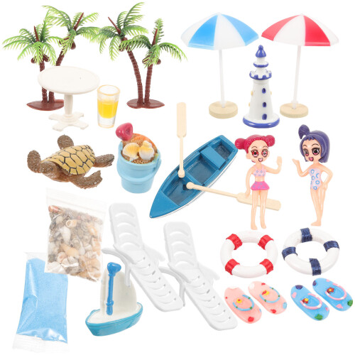 4 Set Strandstil Dockhus Minihus Mikroaccessoarer För Diy 2
