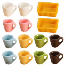 14Pcs Miniatyr Kaffekoppar och Tekoppar Tillbehör