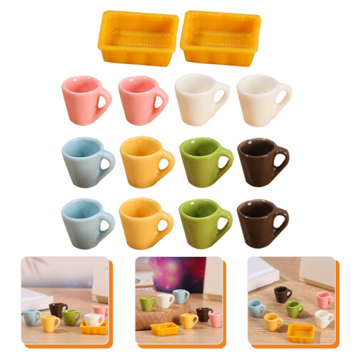 14Pcs Miniatyr Kaffekoppar och Tekoppar Tillbehör 2