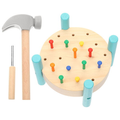 Set Träspikar Slaghammare Lekplats Baby Leksak 2