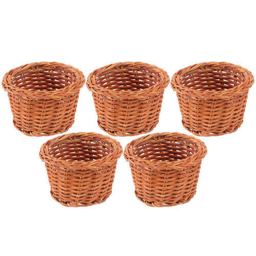 5Pcs Mini Flätad Korgmodell För Förvaring Inredning Handtag 1