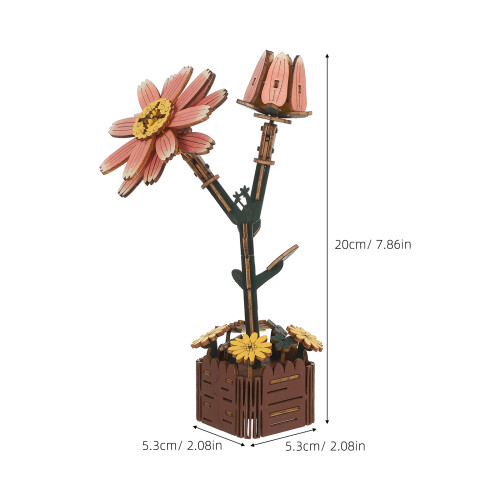 Wooden Daisy Flower 3D För Bukett 1